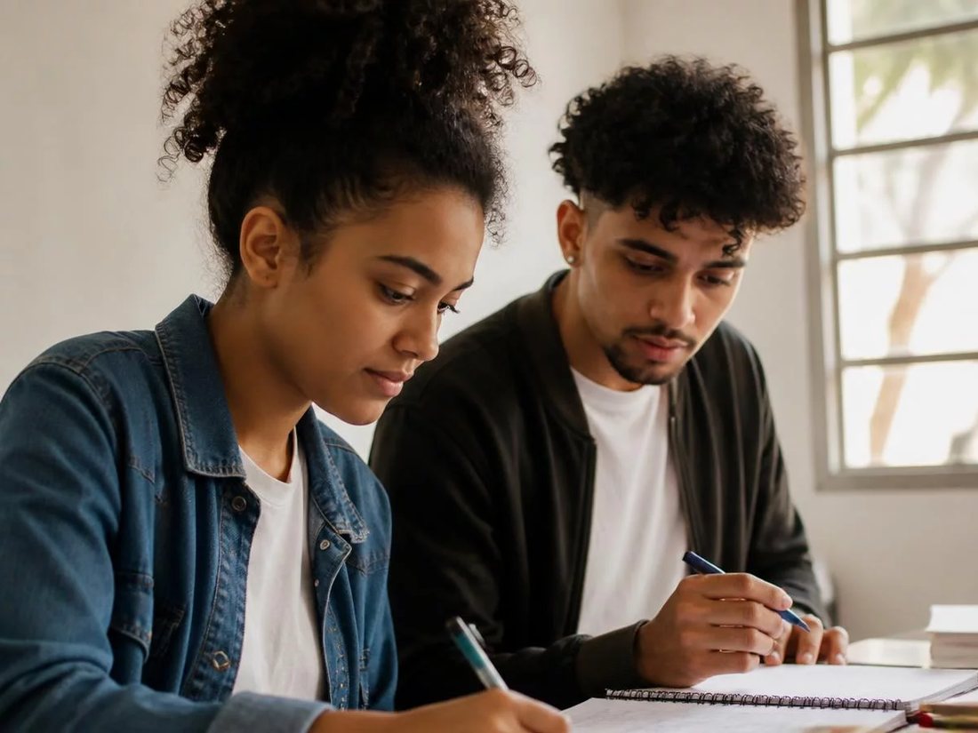 Participantes de mochila conversando em pé no corredor, minutos antes de a sessão abrir